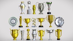 Trophy Pack 3D Model stadium, football, unreal, pack, collection, soccer, android, award, trophy, goal, estadio, trofeo, world-cup, rey, champions, trophies, qatar, liga, copas, unity, low-poly, mobile, trophy-cup, serie-a, premier-league, trofeos, ligue-1