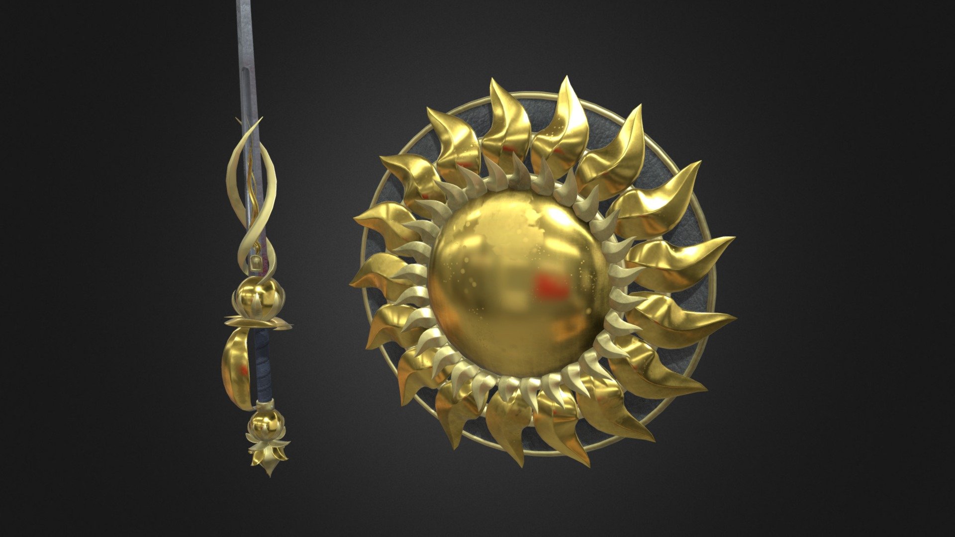 Sun Sword & shield - 3D model by Thibaut Barel (@Thibaut.Barel) 3d model
