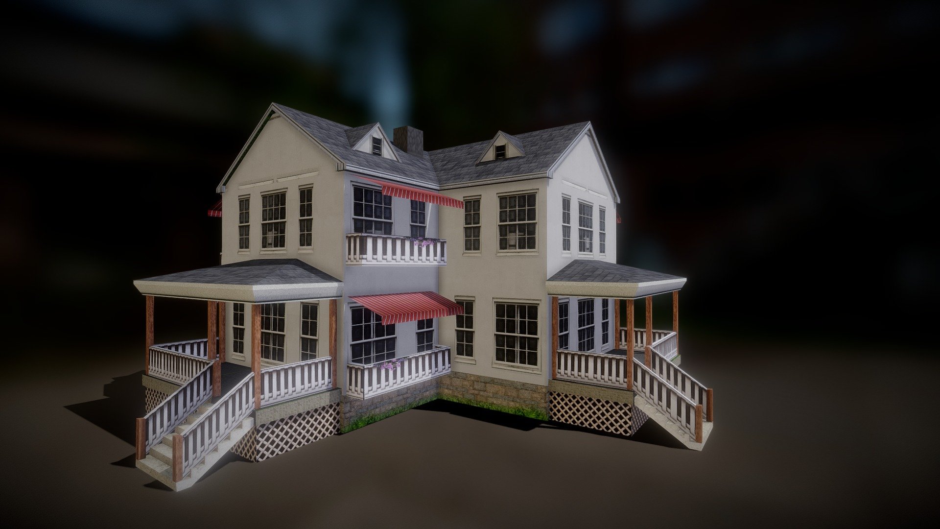 Low Poly 
 Unreal Unity Ready House 
 textures Include 
 Game Asset 
 VR 
 Good Reference 
 Good Base - Residential House - Buy Royalty Free 3D model by tosbin 3d model