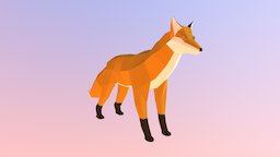 Low Poly Fox orange, animals, fox, lowpoly, animal