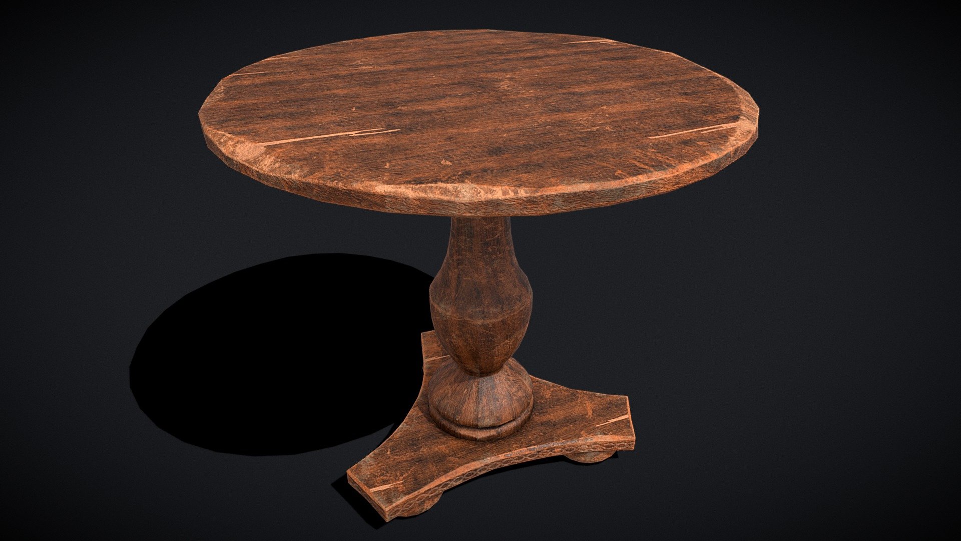 Round Worn Medieval Table 3D Model - Includes PBR Texture in 4096 x 4096 3d model