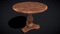 Round Worn Medieval Table bedroom, dresser, small, side, medieval, surface, end, worn, furniture, table, unique, realistic, elegant, quality, saxon, furnishings, highend, wood, church