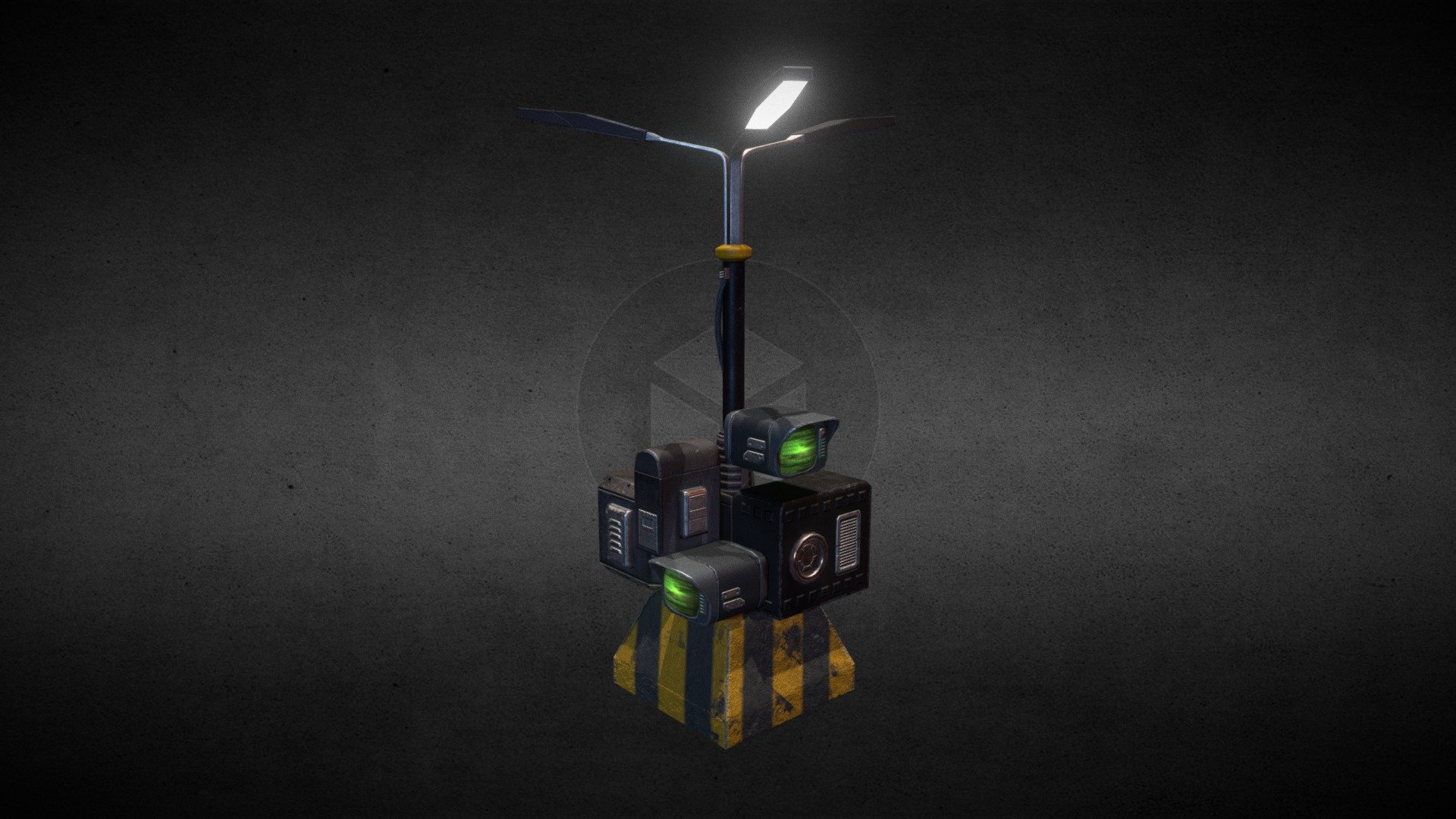 Another Syd Mead Blade Runner Prop! This one is my take on the street lamp with terminals/computers on it. Modeled in Blender, textured in Substance Painter, shown here in Metalness PBR 3d model