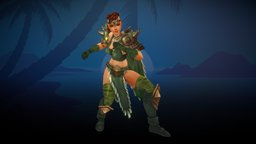 Stylized Human Female Barbarian(Outfit) blood, gladiator, rpg, cloth, pose, barbarian, sand, mmo, rts, water, rum, outfit, moba, handpainted, lowpoly, female, stylized, fantasy, human