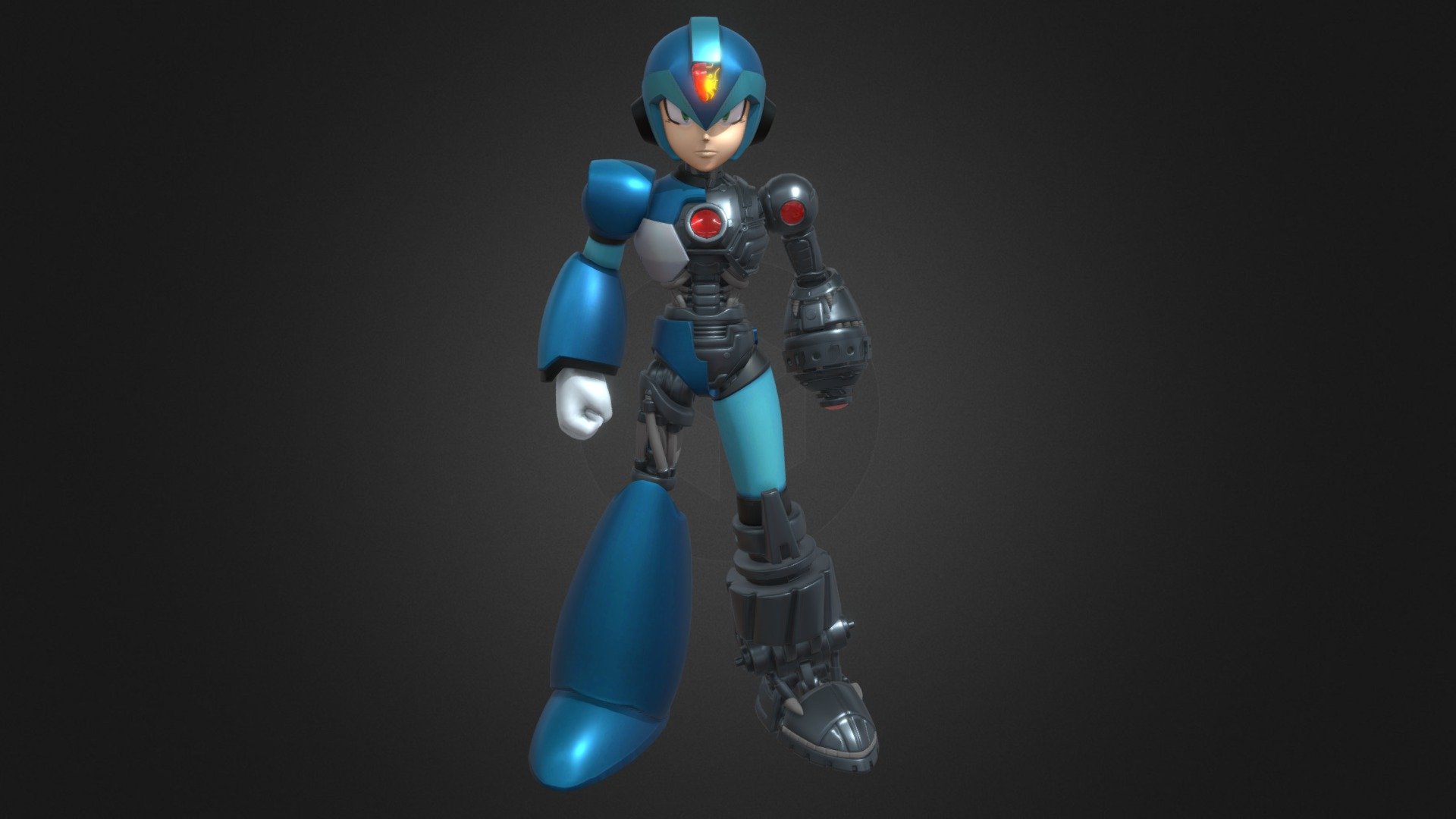 X com sua armadura padrão com partes internas à mostra, figura foi feita a partir do modelo do X do jogo X Dive 3d model