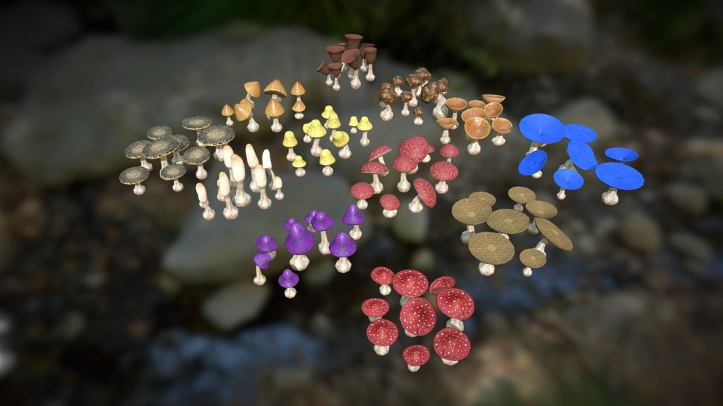Updated version of mushrooms. Now 12 different types of mushroms.  From our Unity Mushroom pack.  Get it over at the Unity Asset Store!  Linky - Mushroom Cluster Update2 - 3D model by adventureforgestudio 3d model