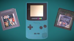 Game Boy Color with games gameboy, nintendo, 3dmodelling, gameassets, lowpoly-gameasset-gameready, lowpolymodel, gameboycolor, substancepainter, maya, photoshop, lowpoly, gameasset, 3dmodel, 3dmodeling