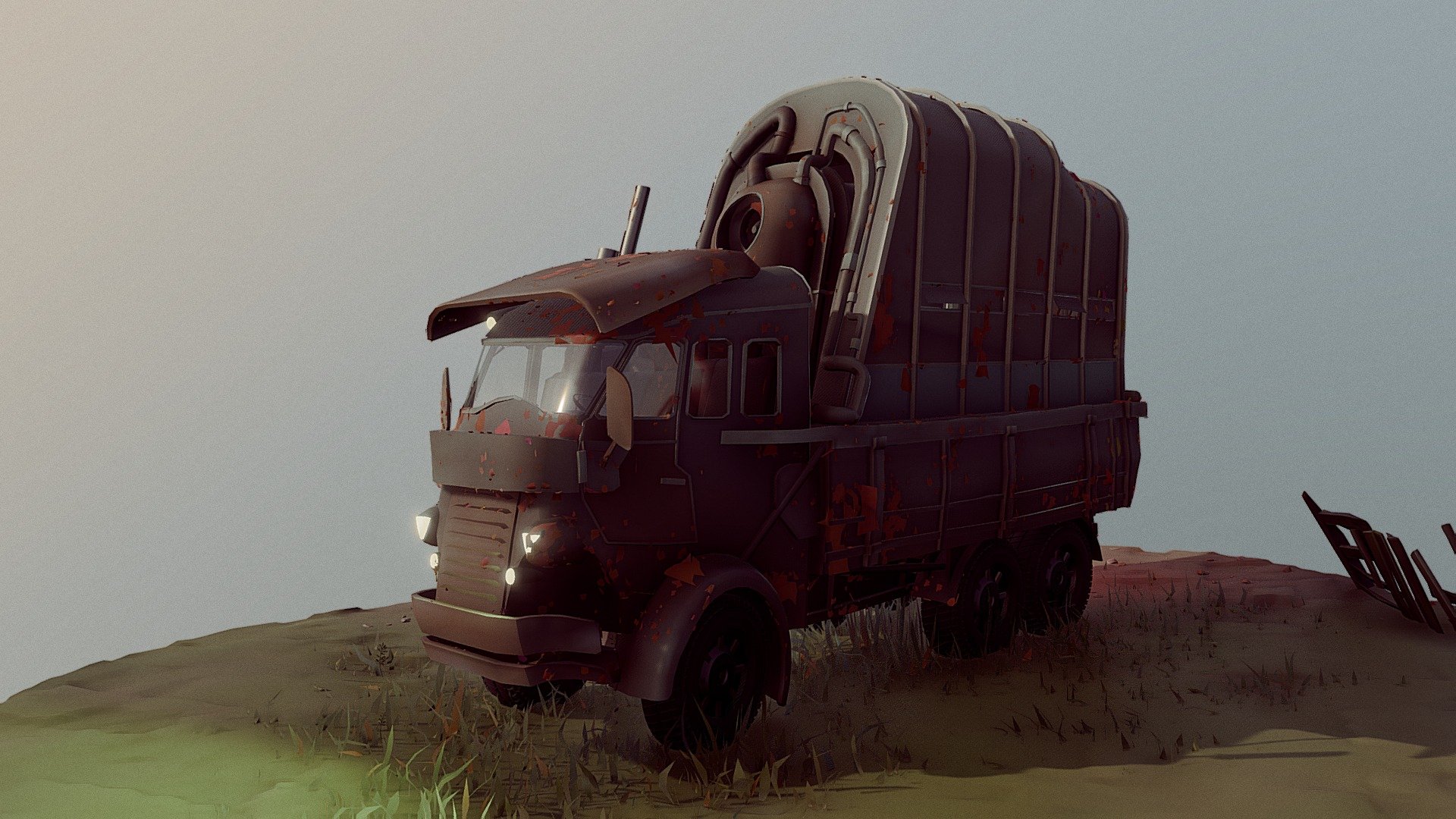 Loosely based on an old french truck, with a mix of alternative history / sci-fi sense of design 3d model