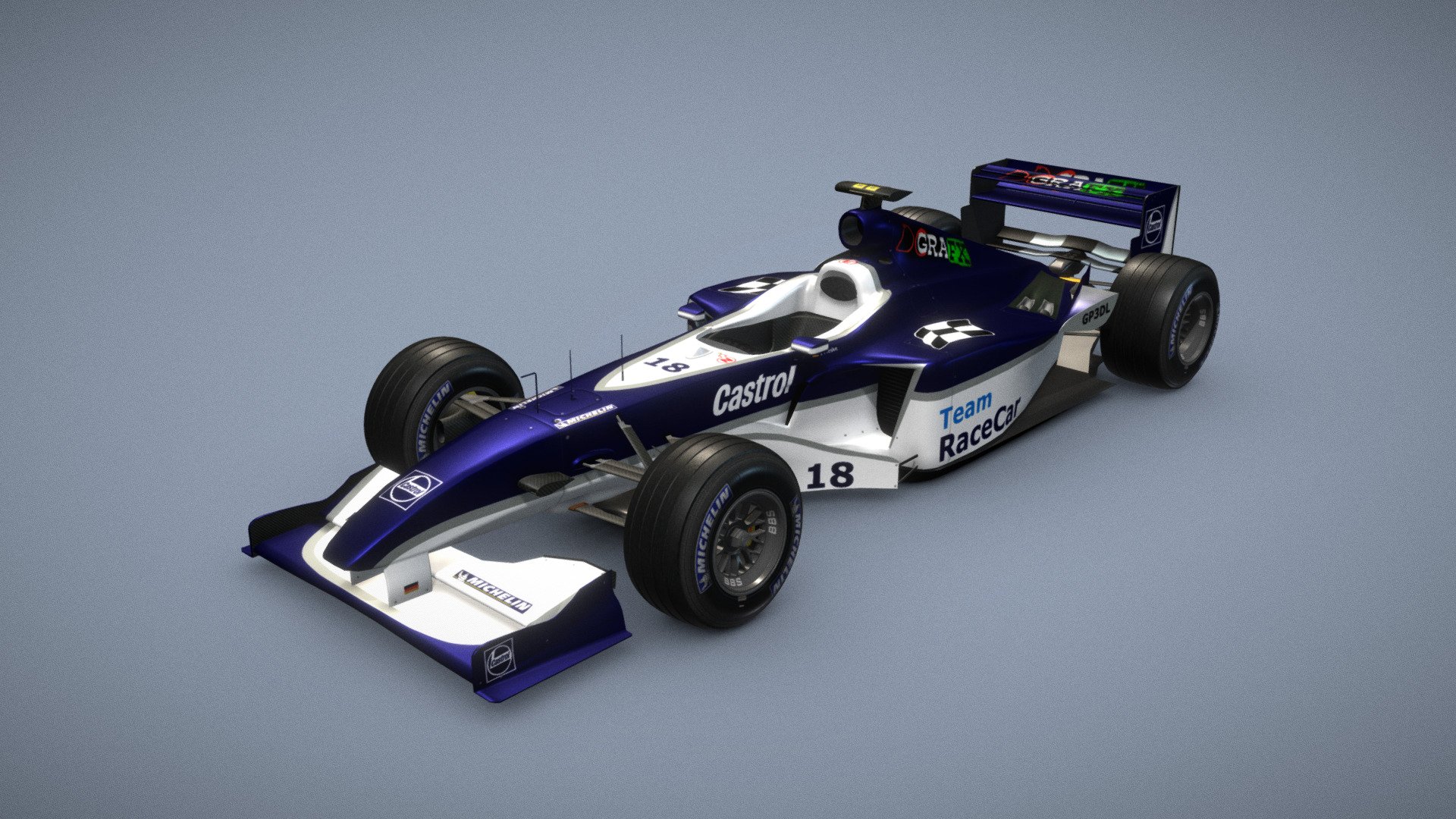The RC-09 of the virtual RaceCar F1 team was originally designed in 2001 for use in the GrandPrix3 F1 game. It was used for league racing in GP3DL at the time.
This car is a new model resembling the RC-09 in High-Resolution as it was meant to be.

Original: http://racecarf1.com/cars/rc-09.html

Credits: 
Original model and tires based on BAR 002 and Ferrari F2000 by Enzojz - RaceCar RC-09 (Re-imagined model) - Download Free 3D model by Dahie 3d model
