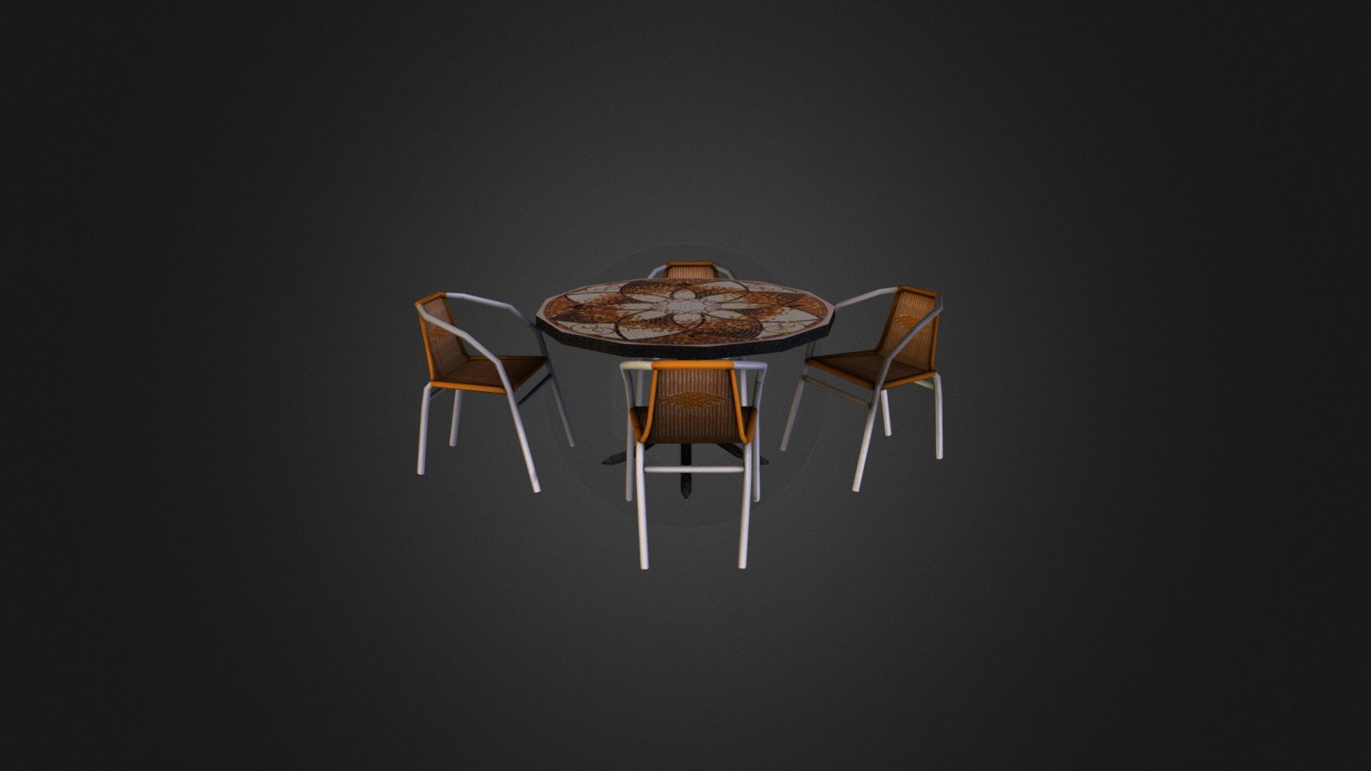 I made this for a city scene in sicily.  - Low poly table with chairs - 3D model by Ameye Guillaume (@ameye.guillaume) 3d model
