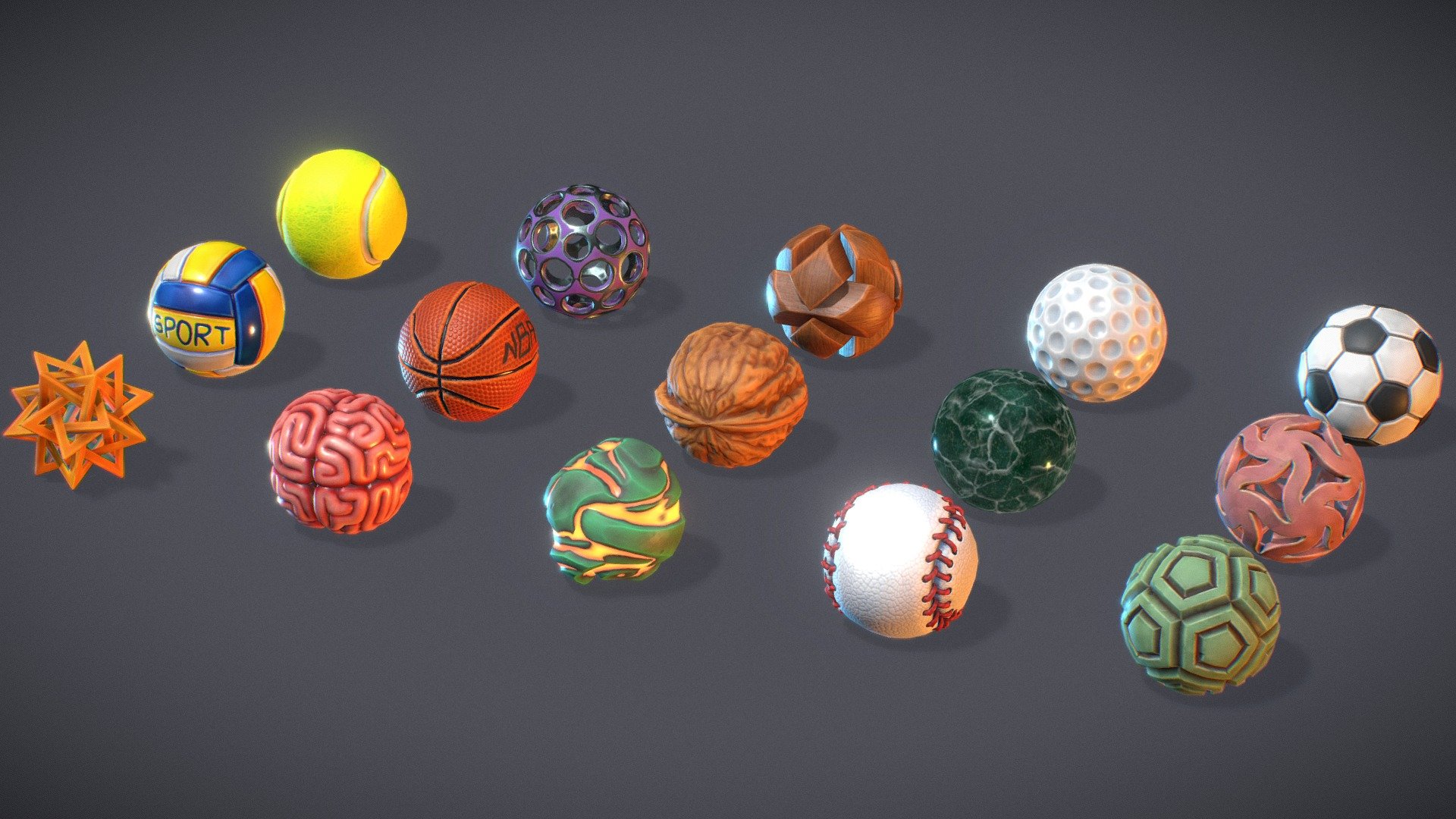 Low Poly, Stylized, Game ready Balls Pack - Low Poly Stylized Balls Pack - 3D model by Vladimir Abashin (@UncleV89) 3d model