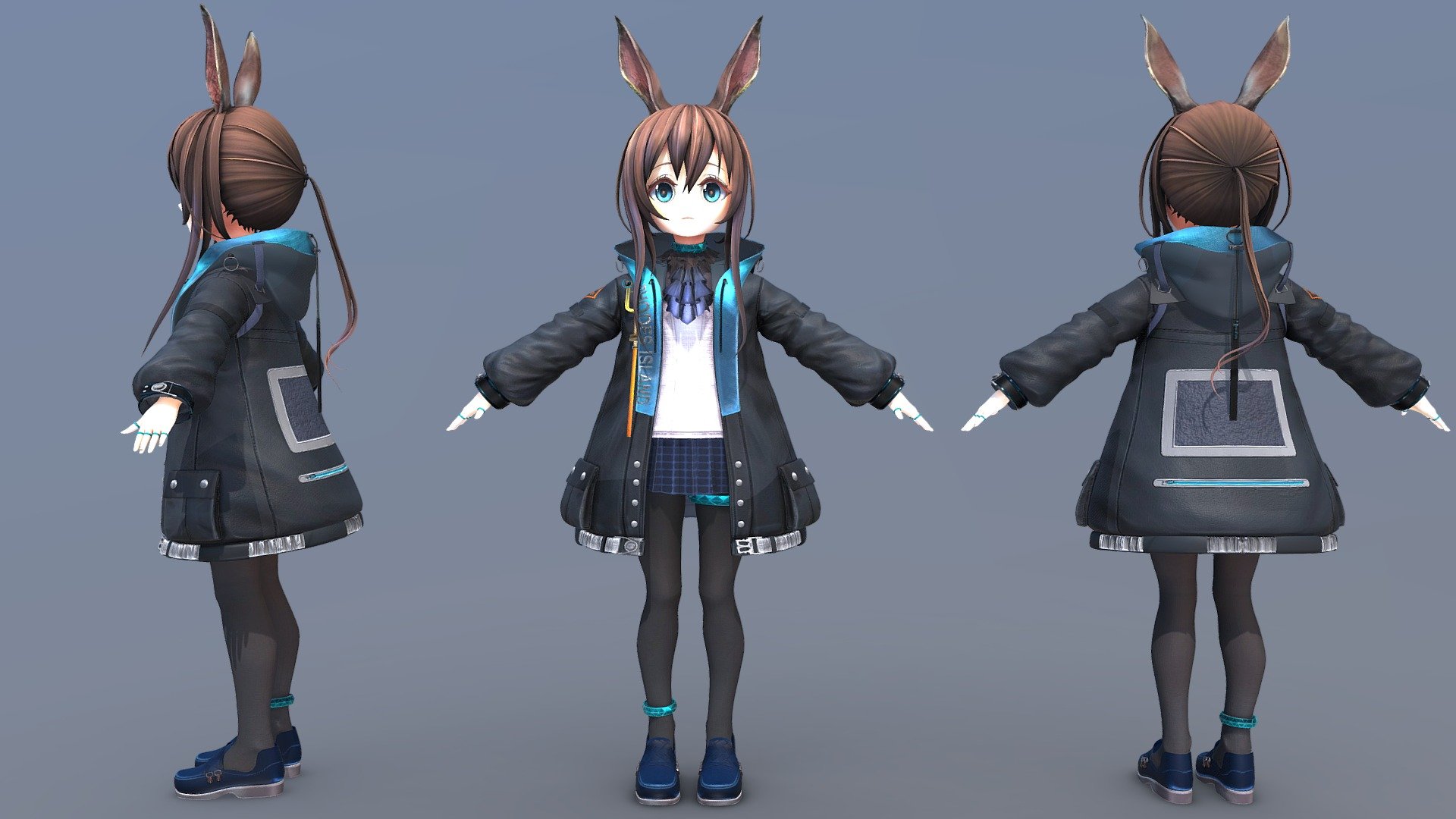 Amiya from arknight,
Rigged in 3ds max with biped,
hope you like it!

and don't forget to check the pose scene I make for her:

https://sketchfab.com/3d-models/arknights-amiya-ebdbc8daf86645bdbb800495b5c86fae - [Arknights] Amiya (T-Pose) - Buy Royalty Free 3D model by AlvaWong (@alvawong06) 3d model
