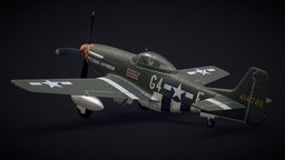 P-51D Mustang Fighter vehicles, fighter, fighter-aircraft, low-poly, game, pbr, low, poly, plane