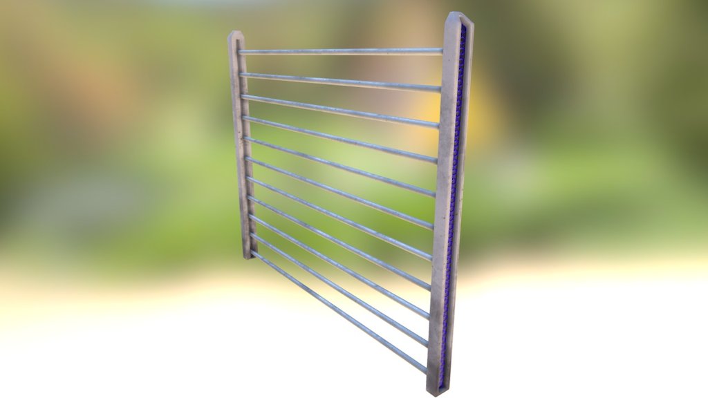 A simple fence with metal bars as a barrier - Bar Fence - Download Free 3D model by paethon 3d model