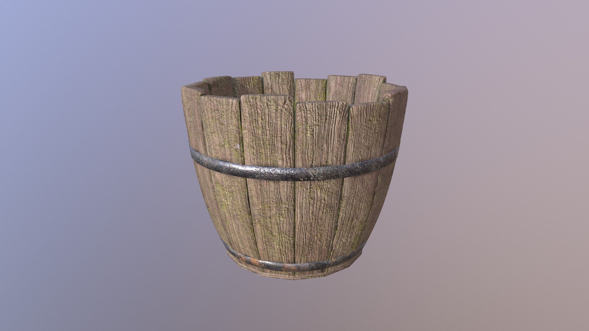 Note: All 6 different texture variants are included in this purchase.

This is a mossy old and worn wooden bucket that was 3D modeled in 3ds max and textured in Substance Painter. These were originally created over 6 months ago. But I decided to update their wear &amp; tear and make another set of texture variants for the store.

[Model Statistics]

Polygons: 8,224

Triangles: 16,000

Verts: 8,214

Static Models: Yes, Low/Med-Poly

Formats: .FBX (Low/Med-Poly), .spp (Substance Painter), .Max (3ds Max Files)

Materials: Yes | PBR Metal/Rough Workflow

Textures: Yes | Base Color, Height, Metallic, Normals, Roughness, AO

UVW Mapping: Yes

Unwrapped UVs: No Overlapping UV Islands

Theme: Medieval, Town, Water, Container, Tool

Real-World Scale?: Yes - Wooden Bucket - Mossy (Variant 1a) - Buy Royalty Free 3D model by Omnipotent 3d model