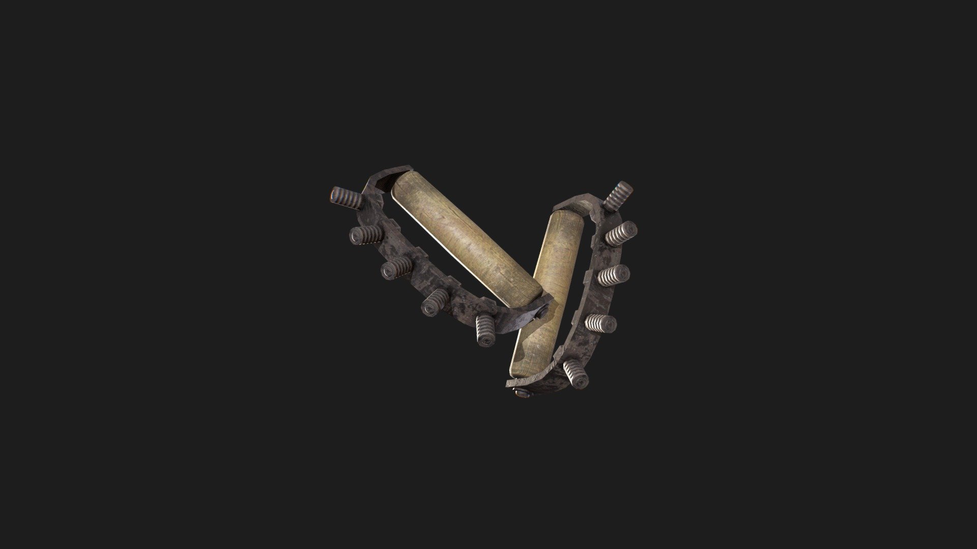 Some post apocalyptic, improvised brass knuckles made from wood handles, spare metall and screws. Perfect for smashing zombie heads!
4k PBR textures using the metallic workflow. Low poly and game ready optimized, enough details to look good in first person 3d model
