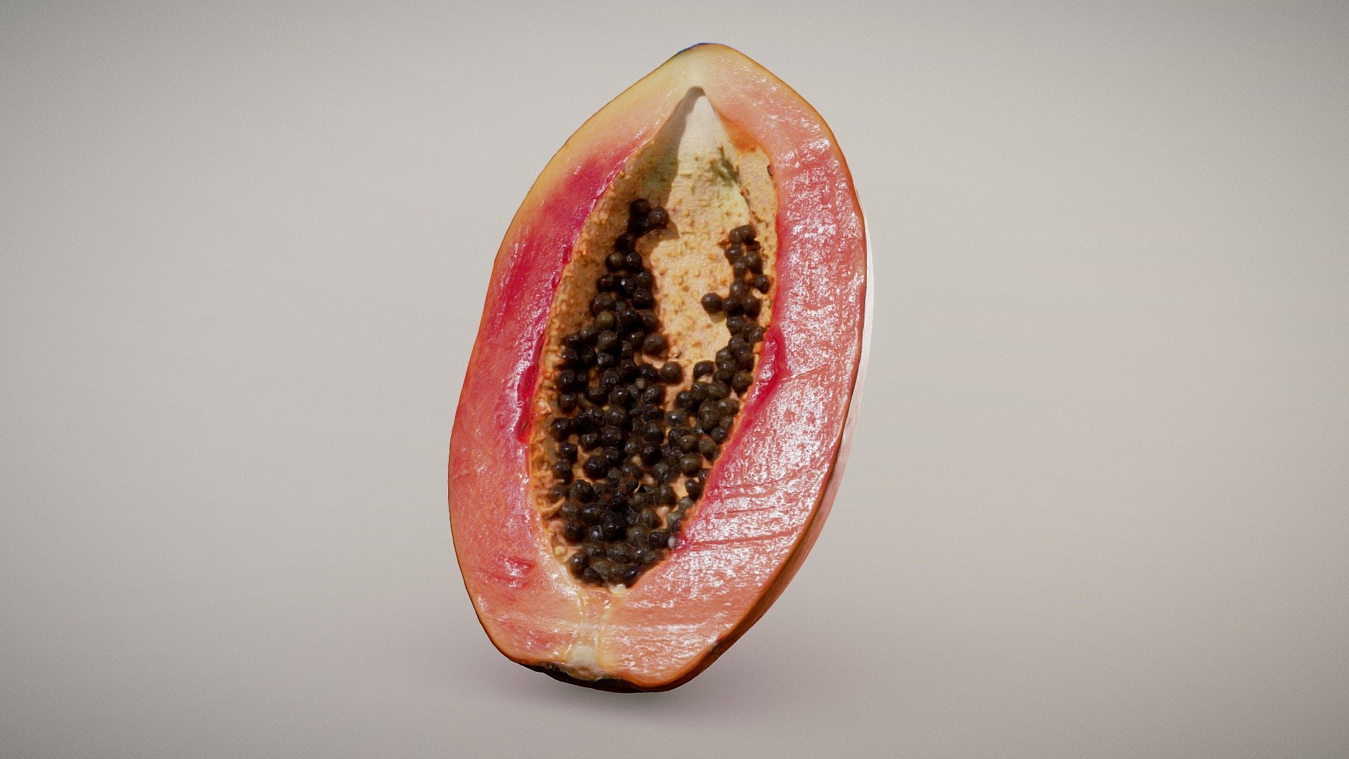 ** Mexican Papaya with Seeds **

Freshly cut in half Mexican Papaya covered in Dew

17.4 x 11.0 x 5.6 cm (66 micrometers per texel @ 4k)

Scanned using advanced technology developed by inciprocal Inc. that enables highly photo-realistic reproduction of real-world products in virtual environments. Our hardware and software technology combines advanced photometry, structured light, photogrammtery and light fields to capture and generate accurate material representations from tens of thousands of images targeting real-time and offline path-traced PBR compatible renderers.

Zip file includes low-poly OBJ mesh (in meters) with a set of 4k PBR textures compressed with lossless JPEG (no chroma sub-sampling) 3d model