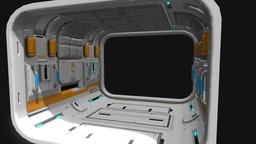 Low poly sci fi space station corridor pattern
