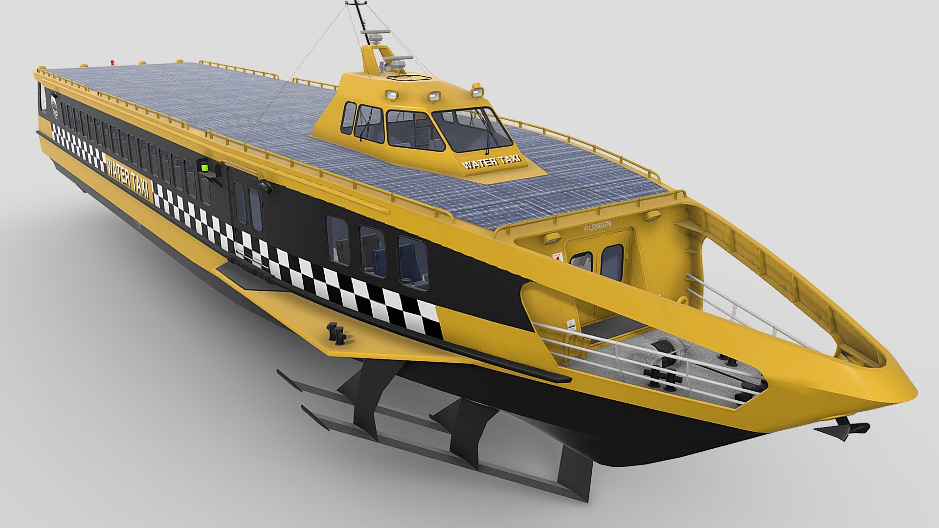 Highly detailed Fast Passenger Monohull Ferry.
For distant and close angles.
For visualization of animations and games.
The Model has an original size.
- Model formats: * .max . ma .fbx .obj .blend
Fast Passenger Monohull Ferry
Principal Dimension
LOA 36.20 Meter
Beam 7.50 Meter
Draft 1.20 Meter
Speed 32 Knots
Passenger capacity 194 Perso - Fast Passanger ferry Yellow - Buy Royalty Free 3D model by IgYerm (@IgorYerm) 3d model