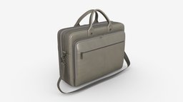 Leather laptop briefcase 02 office, storage, leather, work, laptop, case, fashion, bag, travel, strap, handle, briefcase, shoulder, handbag, pocket, carry, 3d, pbr