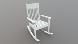Rocking Chair 1 modern, white, household, oak, woodworking, vintage, rocking, seat, furniture, rockingchair, lowpoly, gameready