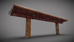 Bench [5] (Low-Poly) (Rusted Version) pipe, bench, exterior, rusty, rusted, furniture, metal, game-ready, blender-3d, park-bench, vis-all-3d, 3dhaupt, software-service-john-gmbh, low-poly, pbr