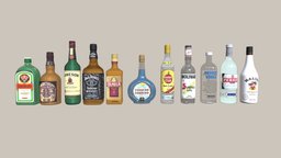 Pack Alcohol Bottle jameson, olmeca, vodka, jagermeister, rhum, malibu, curacao, havana_club, pernod, wiskey, bottle, alchohol