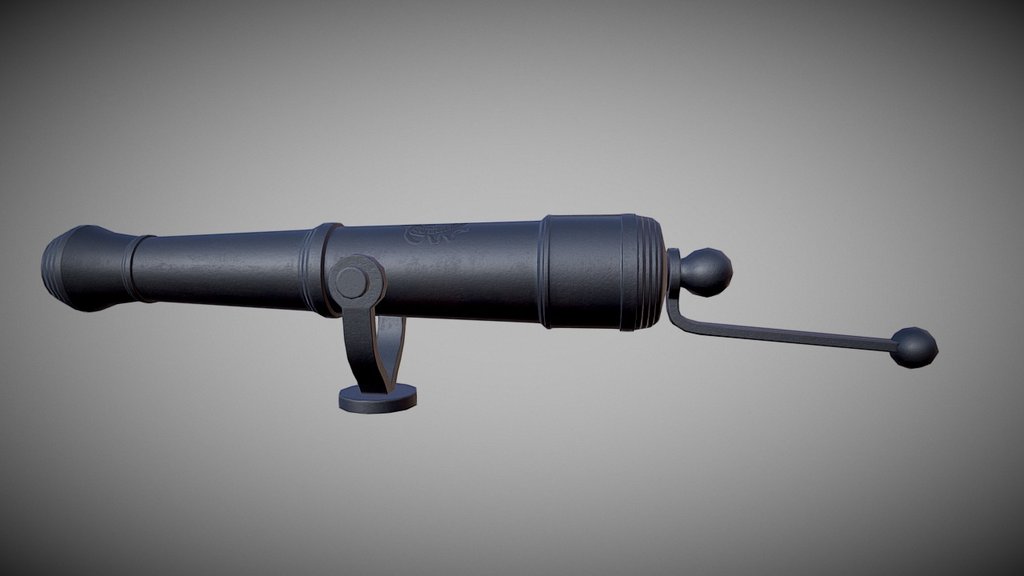 low poly cannon, 1534 triangles - Swivel cannon low poly - 3D model by KymoThys 3d model