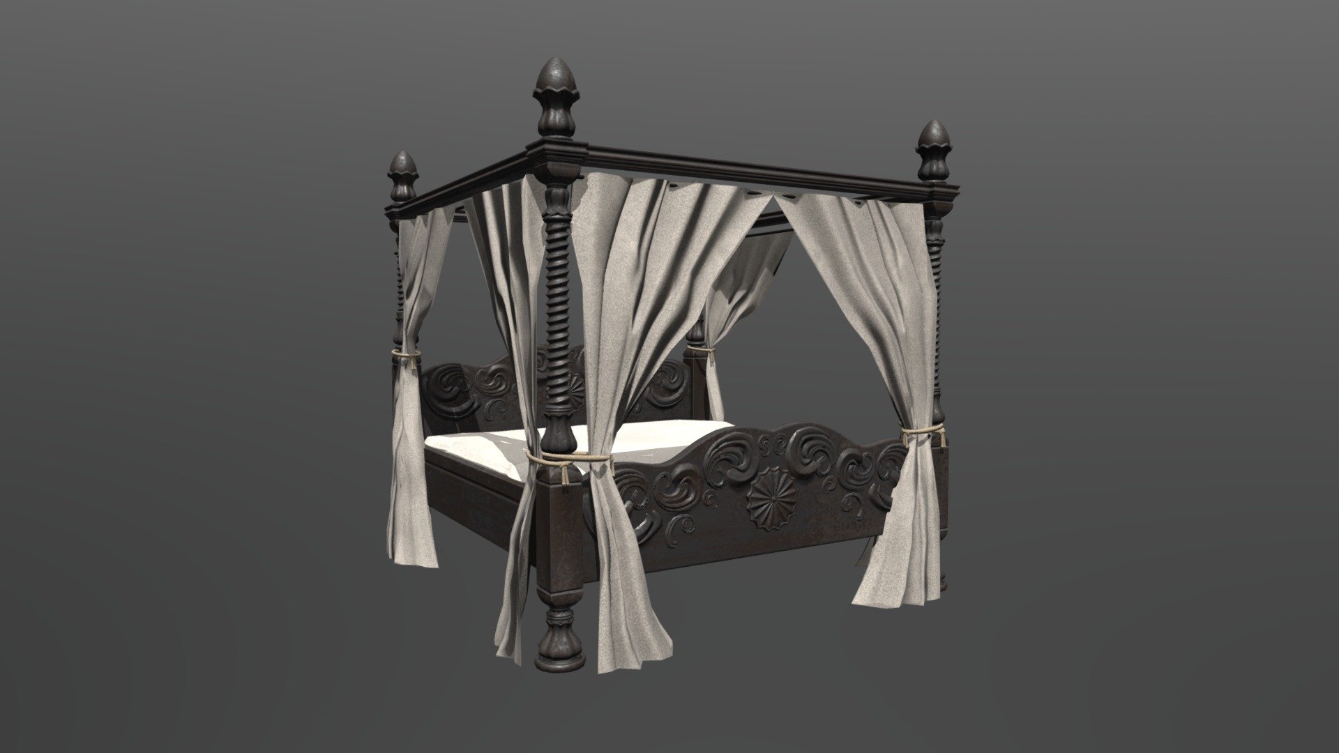 The bed of the parents - Unseen: Fancy Bed - Download Free 3D model by JmCVoyager 3d model