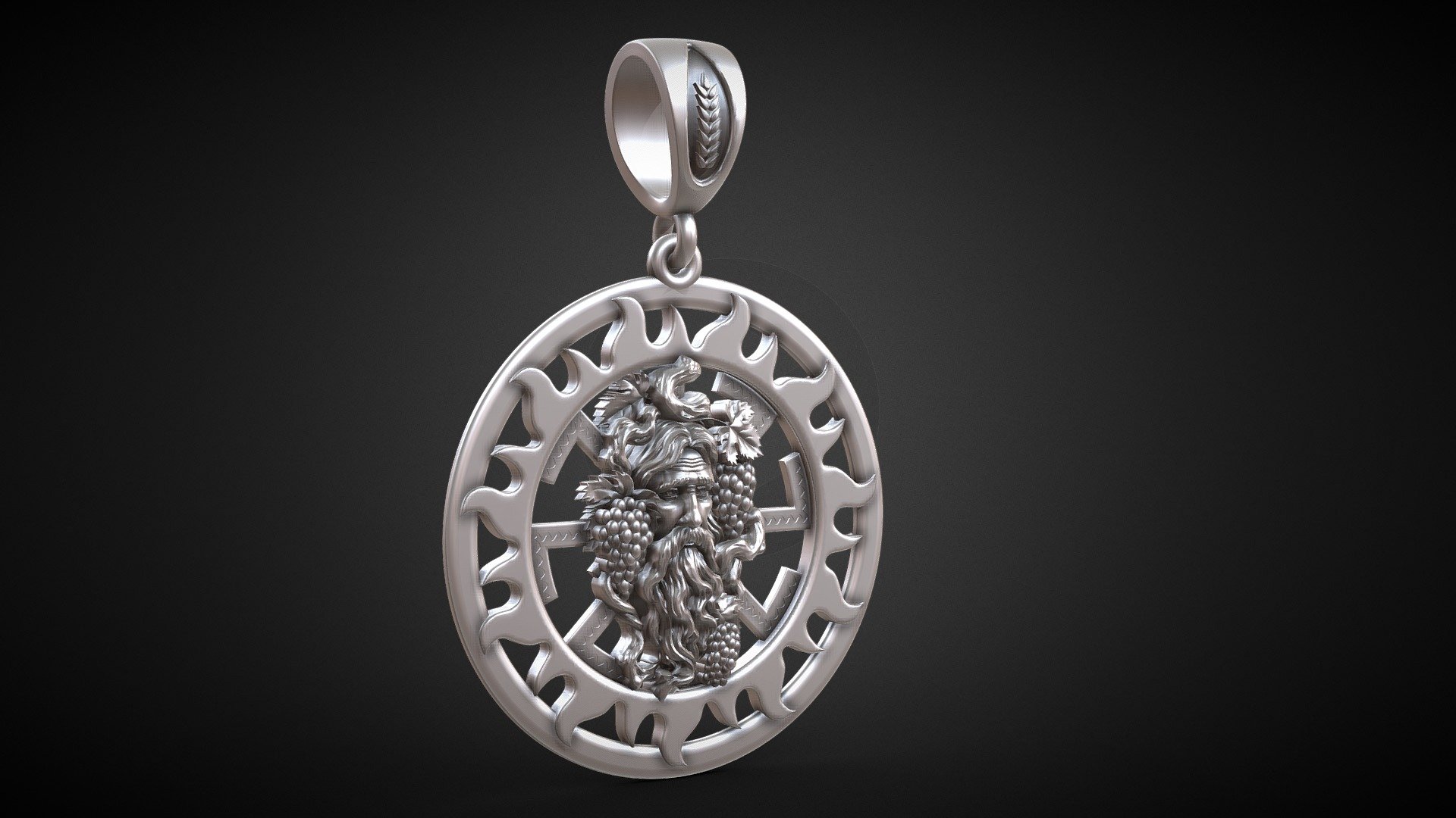 Diameter 30mm

Approximate weight in silver 9g

Approximate weight in gold 14g - Old man beard sun pagan amulet - Buy Royalty Free 3D model by jewelmodel.net (@jewelmodel) 3d model