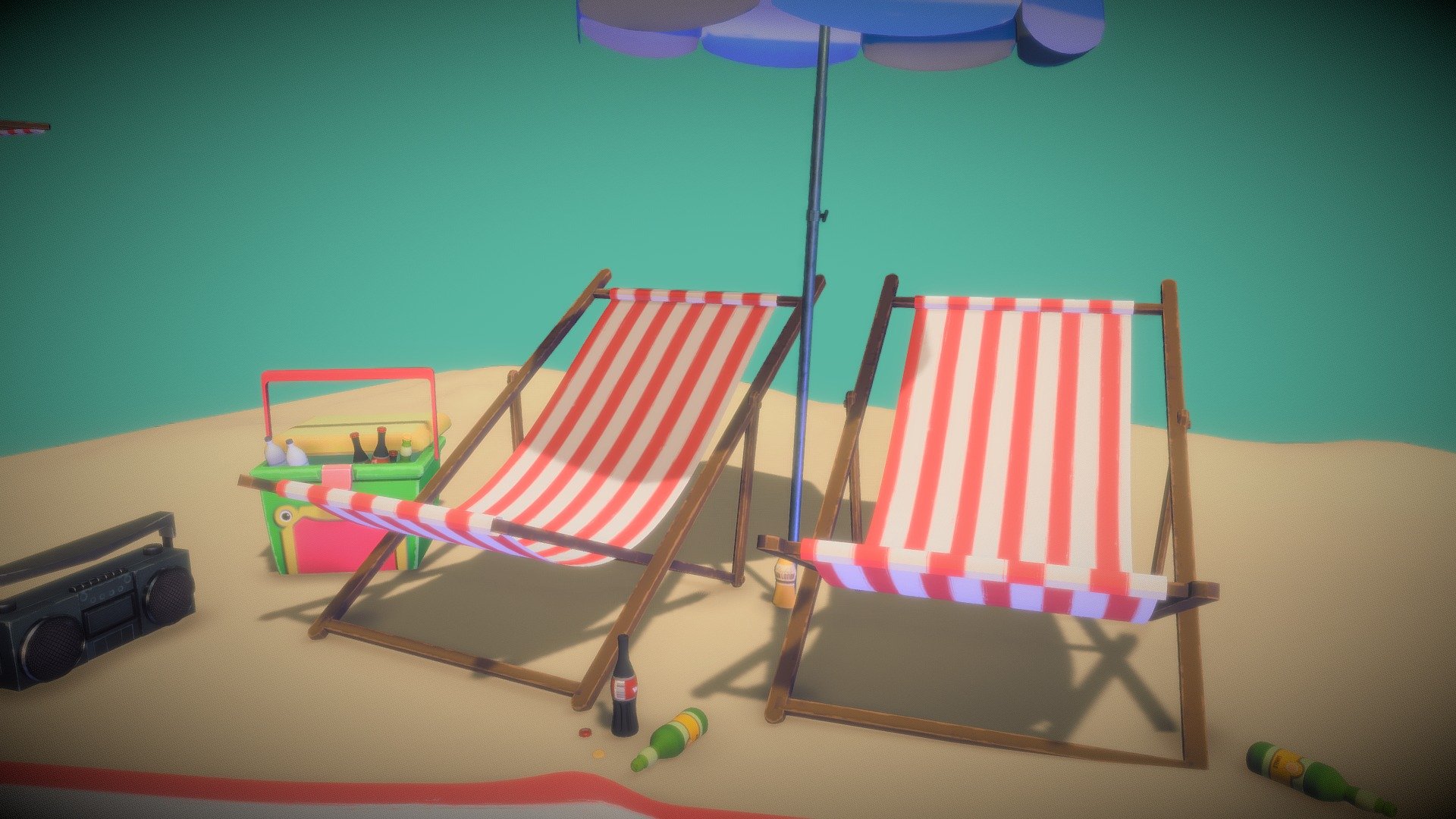 Was meant to be for a Sketchfab challenge a long time ago, but lost track of time. So decided to extend it and do a little pack of beach assets instead. Texture is 4k, but none of the assets are relying on that size and are quite tolerant to downsizing, but it's just to have the source-size. Same thing with the cloth is mostly just to show that it can be used for whatever you need it for, so the high-tri count on the cloth is just to give some examples.

In terms of my own journey here, I did a bit of a more of a deep-dive into Substance Painter which was long overdue 3d model