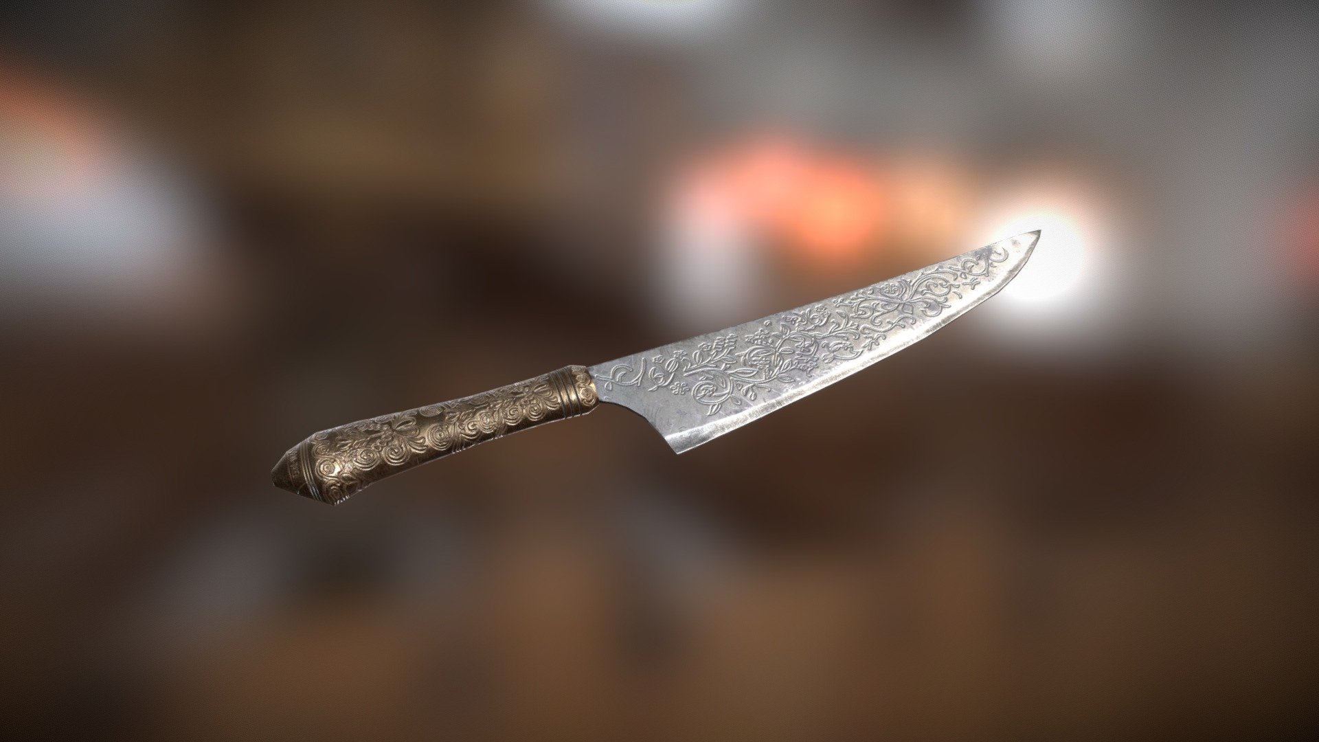 Vorpal Blade based on the videogame Alice: Madness Returns, designed in Blender and textured with Substamce Painter.

I found the stencils for the engravings from here: https://www.red-lilly.com/wp-content/uploads/2017/01/2en-1.jpg - Vorpal Blade - 3D model by Billykid 3d model