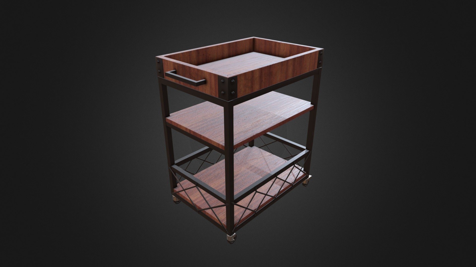 This Bar Cart makes a great prop for games and high resolution renders. Its was created in 3ds Max and textured using substance Painter. Download now for FREE! - Bar Cart - 3D model by Gravity Jack (@gravityjack) 3d model