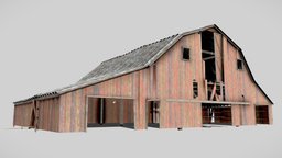 Barn with one trim texture. trim, warehouse, barn, game-model, game, gameart, gameasset, gamemodel, gameready, warehouse-building