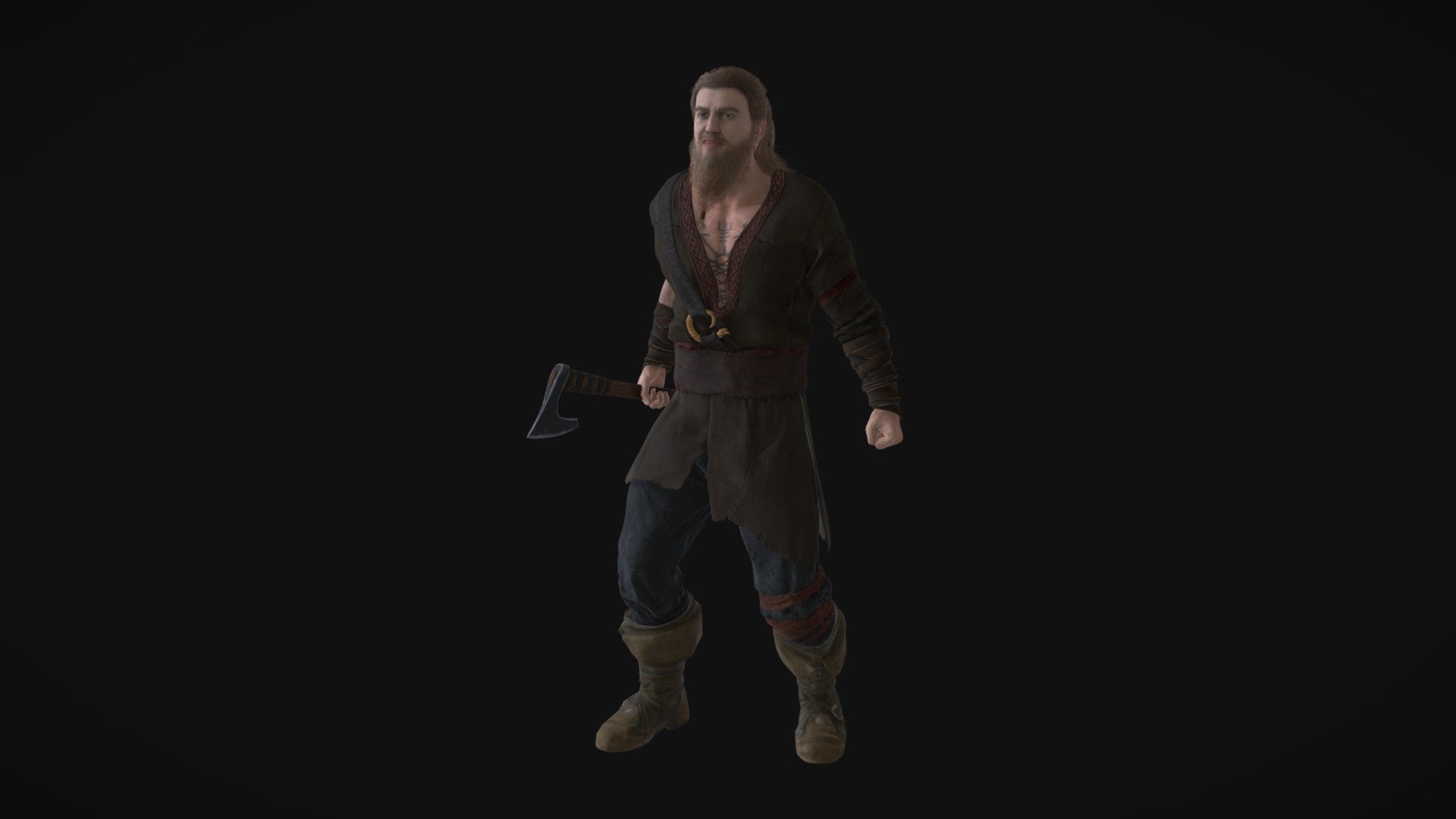 Viking Warrior:

-

3d Game Ready Viking Warrior.

-

High detail and realistic model.

-
A pose with Rigg, with high definition textures 3d model