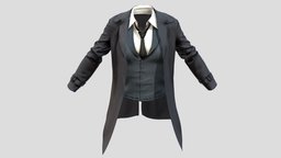 Female Old Western Coat shirt, vest, fashion, west, girls, jacket, wild, clothes, coat, cowboy, western, american, tie, old, cowgirl, womens, sheriff, duster, wear, pbr, low, poly, female