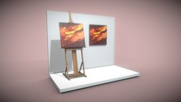 Red Row No.3 oil, painted, painting, easel, picture, galerie, software-service-john-gmbh, low-poly, art, pbr, decoration, interior, oil-paintings, dirk-john, red-row