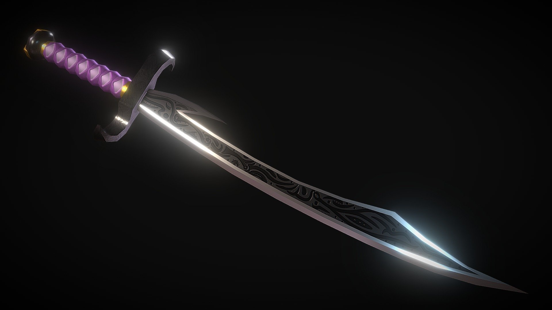 A sword thats a blend of a Katana and Scimitar 3d model