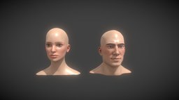Male Female Heads Animated Facial Expressions