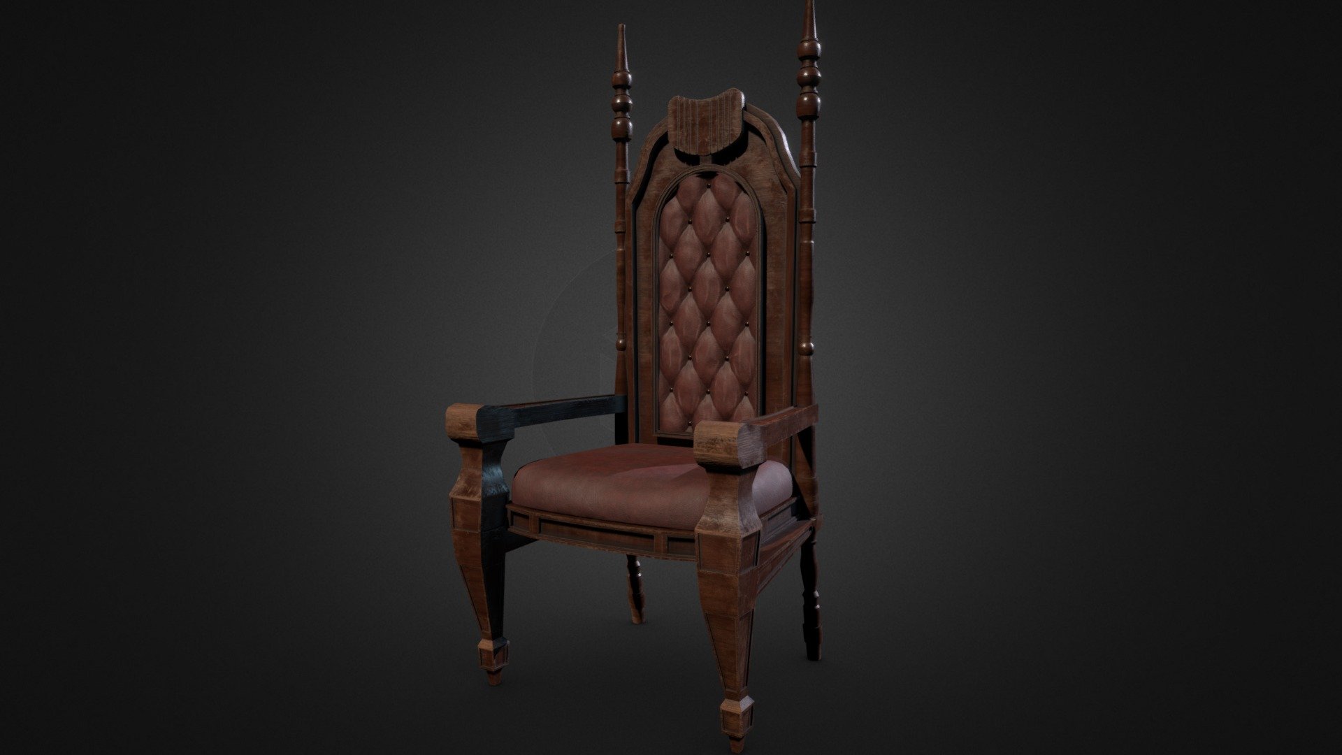 This is a big chair 3d model made for old environments with wooden decorations - Big Wooden Chair 3D Model - 3D model by IPfuentes 3d model