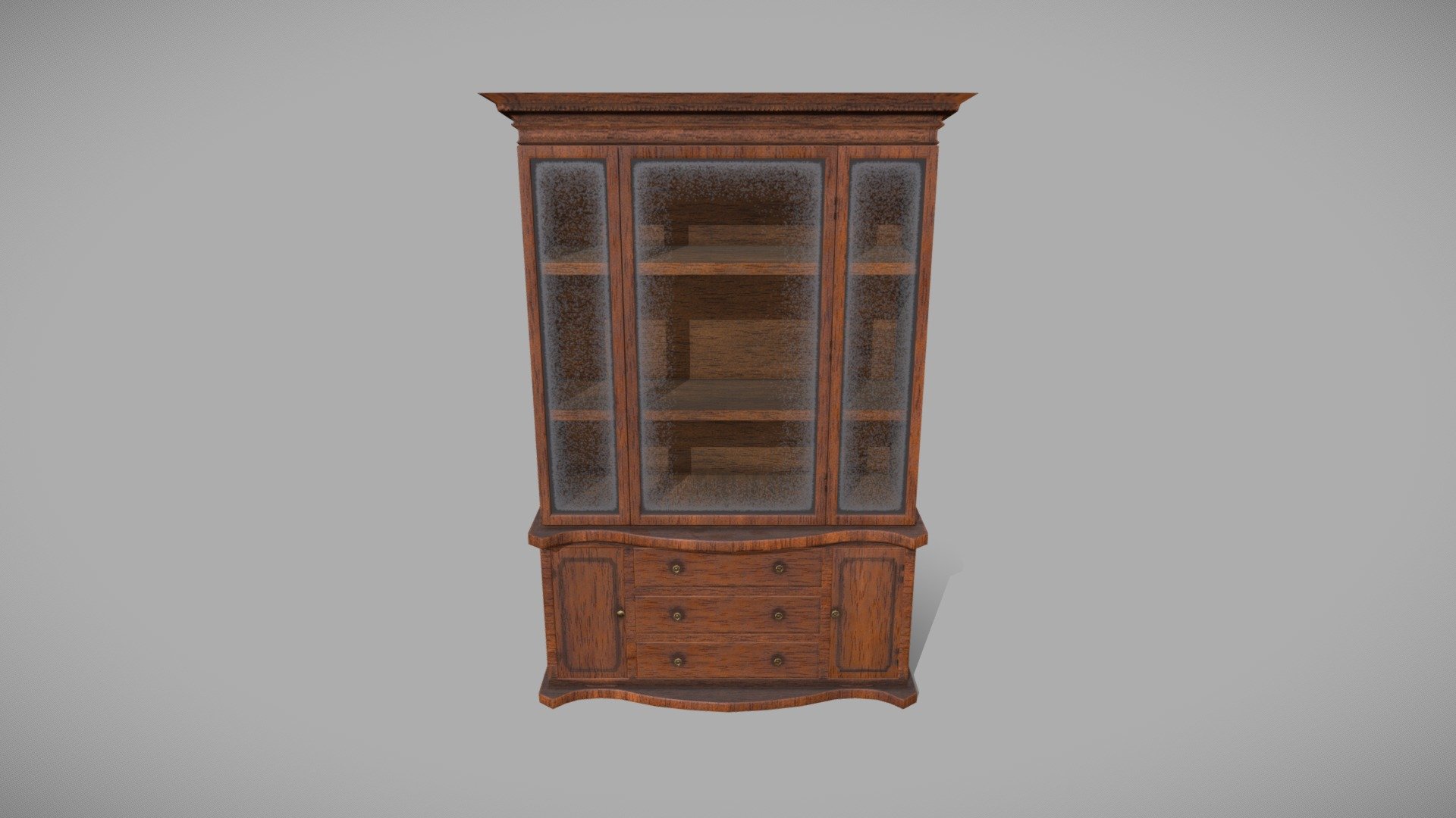An old china cabinet from approximately the 1940s, low poly game ready with a PBR material 3d model