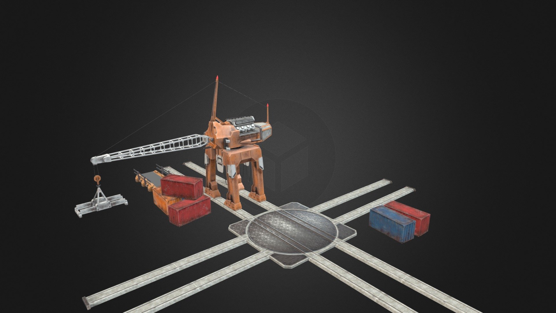 A Harbour Crane Pack for creating an industrial / harbour environment.




3D Low Poly models created with Blender

Textured in Substance Painter (*.spp included) and Photoshop

PBR Materials with 2k textures (*.tga)

Provided Maps: - BaseColor - Normal - Emissive - Ambient/Roughness/Metalness

Rigged and Animated

Formats included: FBX / Blend
 - Harbour Crane, container and rail system - Buy Royalty Free 3D model by Goji Interactive (@GojiGameDev) 3d model