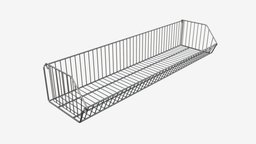 Store Wire Basket Shelf product, mesh, stand, shelf, basket, store, display, market, equipment, furniture, wire, retail, hanger, clipping, slatwall, 3d, pbr, shop
