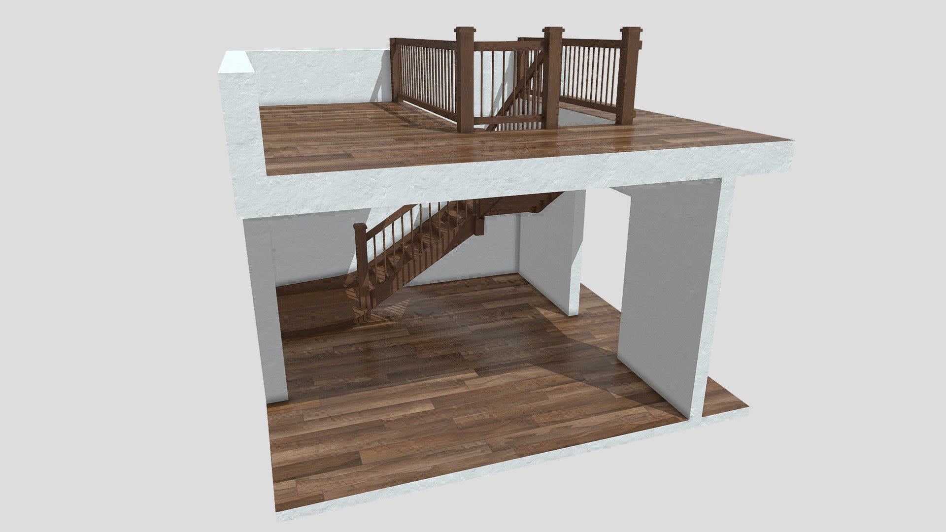 Detailed Description Info:


Model: Wooden Staircase


Media Type: 3D Model 


Geometry: Quads/Tris 


Polygon Count: 3021


Vertice Count: 2514


Textures: Yes 


Materials: Yes 


Rigged: No 


Animated: No 


UV Mapped: Yes 


Unwrapped UV’s: Yes Overlapping


|||||||||||||||||||||||||||||||||||


Staircase is 2.5 meters tall and walls are separated and easy to delete 3d model