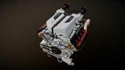 V8 engine (AUDI R8) cars, engines, audi-r8, pbr-texturing, substancepainter