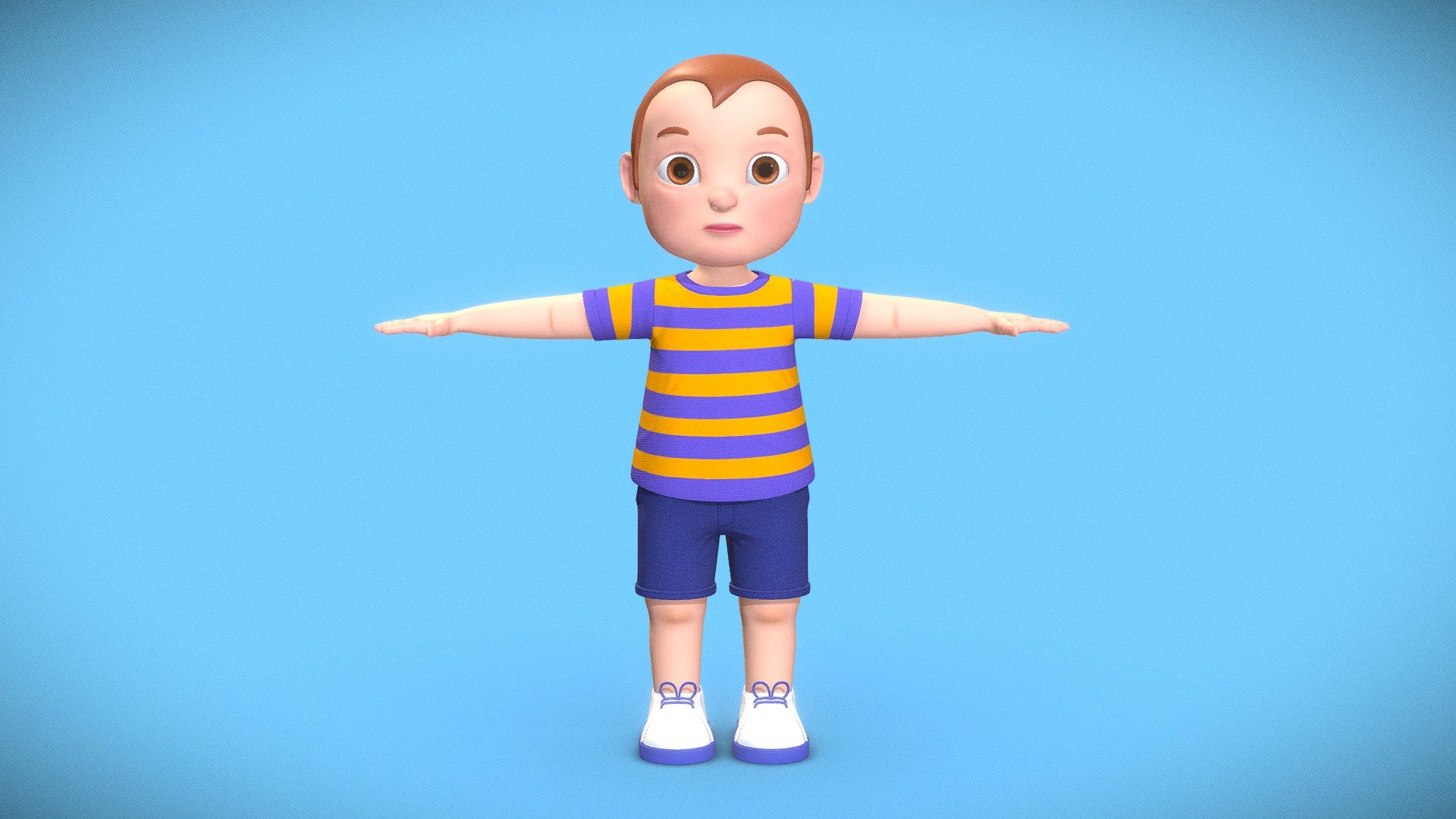 3d character modelling of boy. You can use it directly for any type animation. It is created in 3ds max, Maya and substance painter. Boy character we designed to be suitable for games, cartoon, rhymes or any other project.

The model is packed with high resolution pbr textures, ready to be used in modern games or film projects. Additional custom sail poses or higher resolution textures available on demand, reach out to me for more information on that 3d model