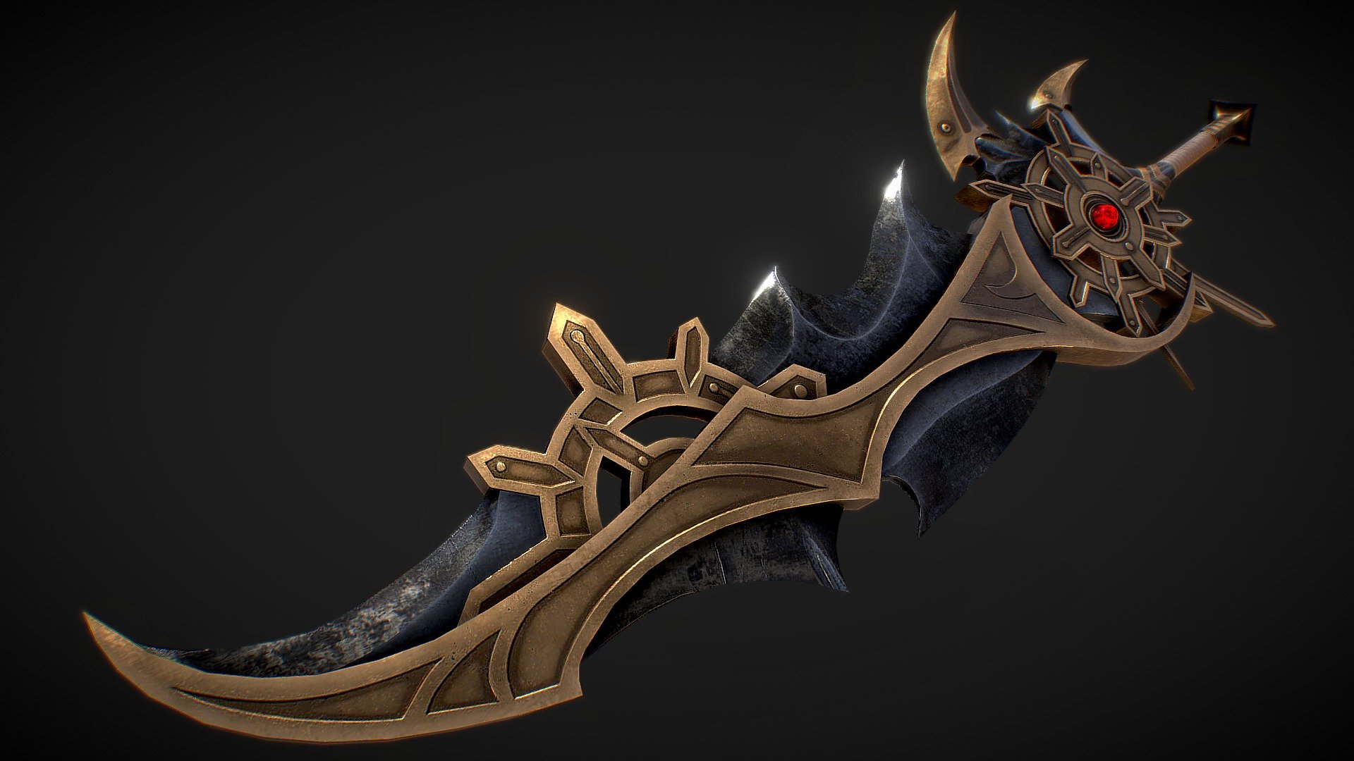 This is the 3d model of fantasy gear(clock version) sword, for use in animations, renders, games, printing&hellip; etc.

The rar files contains various file formats: 




.blend

.obj

 .fbx

 .gltf

 .mtl

 .stl

 Substance painter(.spp)




Specifications:





Vertices: 1862

Polygons: 3364

Materials: 1

Textures: 



Model including all PBR textures set.(512 - 4k)




Diffuse/Albedo

Metallic

Roughness

Normal(OpenGL, Direct x) 

Height 

Ambient Occlusion

The .blend file is the original version prepared to render.

Feel free to ask any question or request modifications.
Visit my profile to find more products.


Created in blender, Substance painter 

Its non commertial model!!
 - Fantasy gear sword - Buy Royalty Free 3D model by (v•Ä•₼.P•†•R•È) (@nagi2427) 3d model