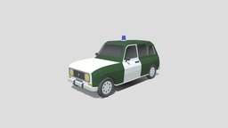 Low Poly Cartoon Retro Police Car