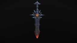 HandPaint Sword gameprop, color, props, eyes, glow, casual, fantasyweapon, weapon, handpainted, game, lowpoly, gameart, conceptart, stylized, fantasy