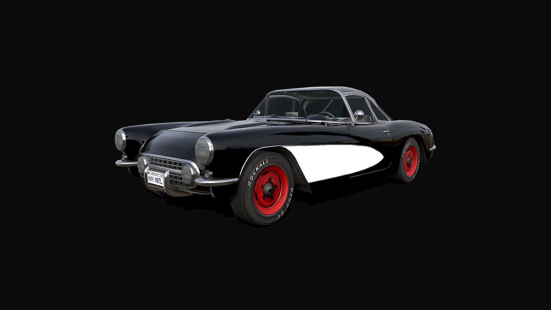 Basicly its 57 Vette model. I modeled different rear bumpers, more simular to later 58 vette and slightly change roofline.

1.04.2021 Update. Body geometry has been improved, detailed interior has been added, wheels improved and much more. Use the model as you see fit and have a nice day 3d model
